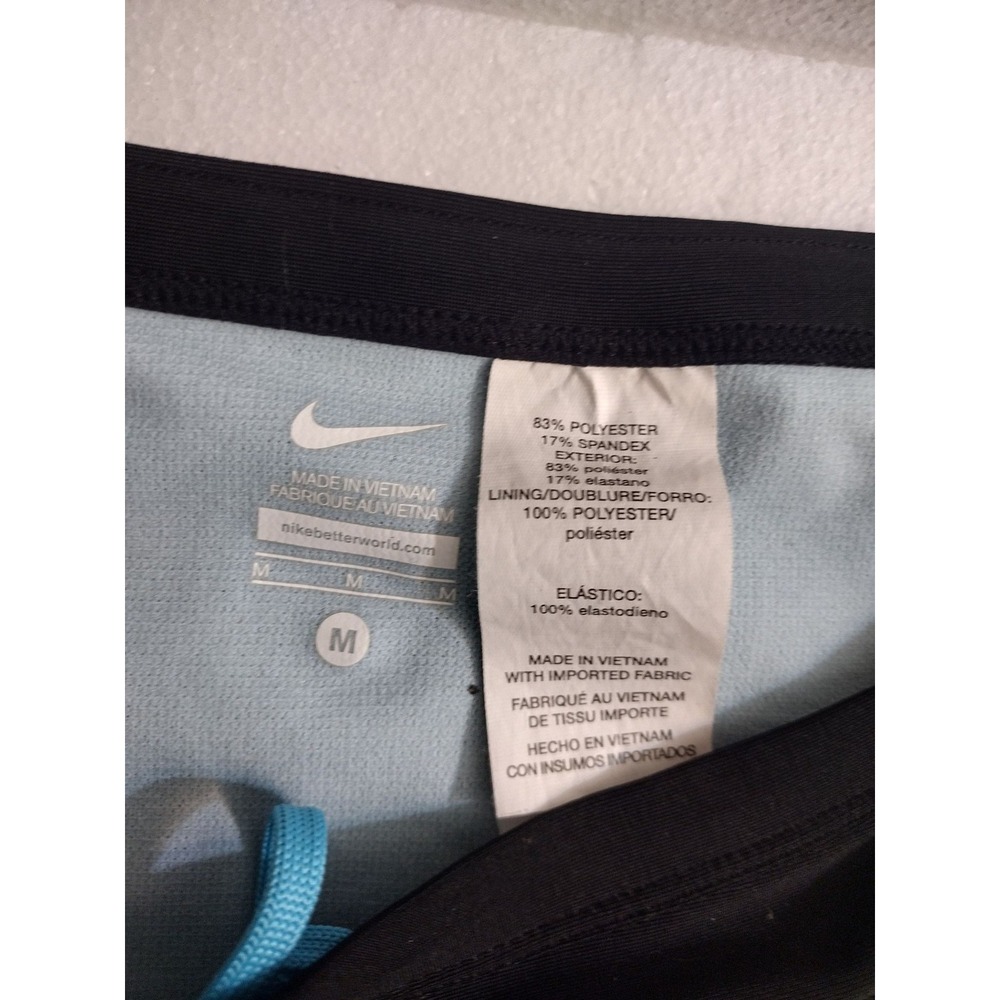 Nike Swim Brief Womens M Black Blue Lined Drawstring Bikini Bottom - Picture 2 of 3